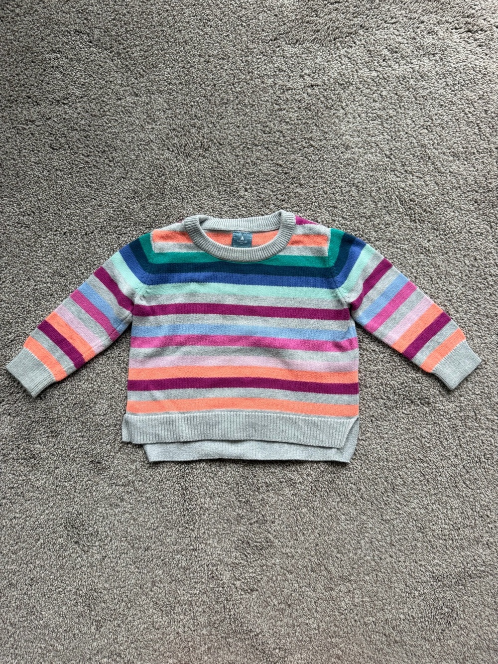 GAP Gray Sweater with Bright Multicolor Stripes